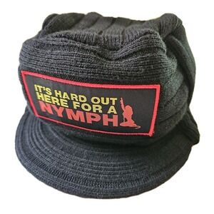 Black Knit Beanie Thermal Cap "BLACK SNAKE MOAN" Embroidery O S